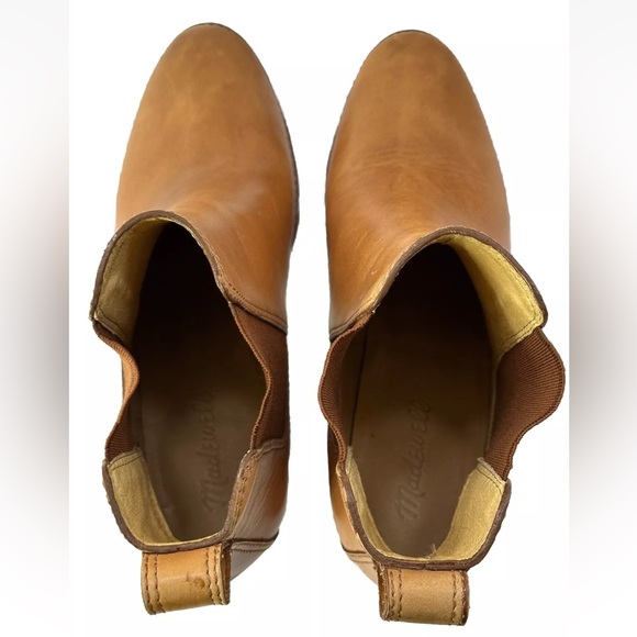 Madewell Womens 7.5 Pull On Chelsea Ankle Bootie Cognac Leather Distress Western - Picture 7 of 12